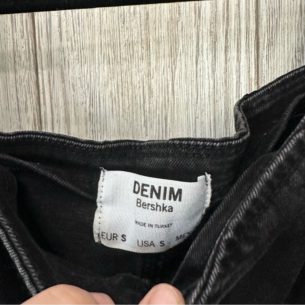 Denim Bershka Puff Sleeve Front Zip Stretch Dress - Picture 9 of 11